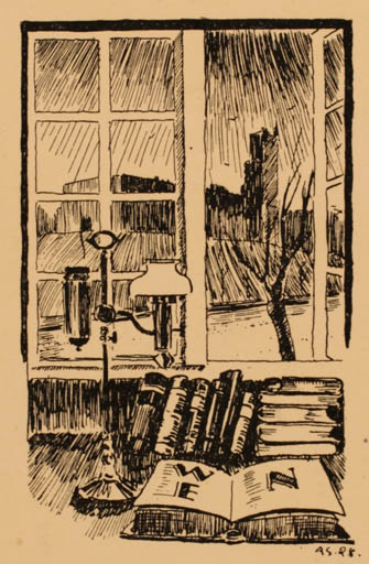 Exlibris by ? A.S. from Unknown for ? W. E. N. - Book Interior Scenery/Landscape 