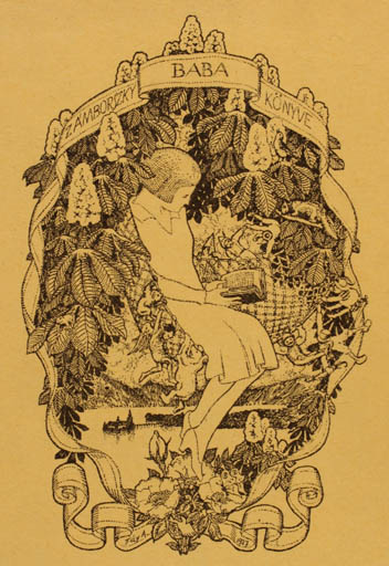 Exlibris by A. Fay from Hungary for Baba Zamborszky - Book Jugend Woman 