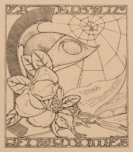 Exlibris by Otto Lehmann from Germany for Georg Demel - Flower 