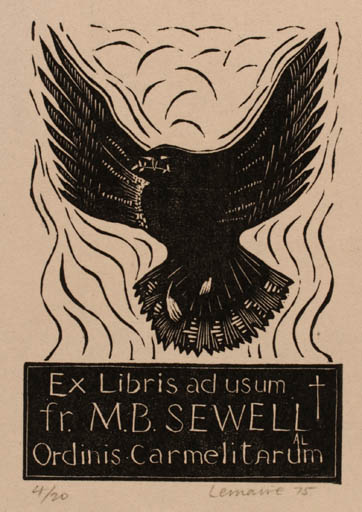 Exlibris by A. J. Lemaire from Belgium for M. B. Sewell - Bird 