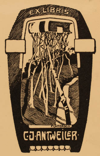 Exlibris by F. Unterbein from Germany for C. J. Antweiler - Book Tree 