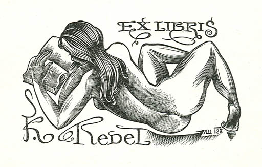 Exlibris by Leonid Scetnev from Soviet Union for Klaus Rödel - Book Woman Nude 