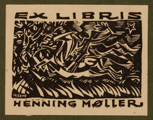 Exlibris by ? ? from Unknown for Henning Møller - Horseman/Rider 