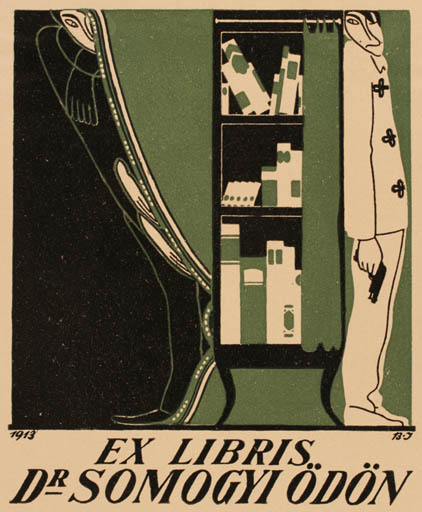 Exlibris by ? B.J. from Unknown for Ödön Somogyi - 