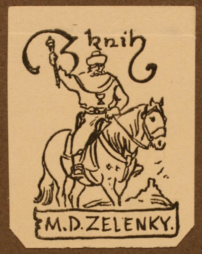 Exlibris by Jaroslav Vojna from Czechoslovakia for M. D. Zelenky - Horse Horseman/Rider 