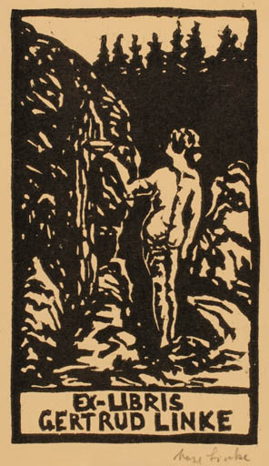 Exlibris by Max Linke from Germany for Gertrud Linke - Woman 