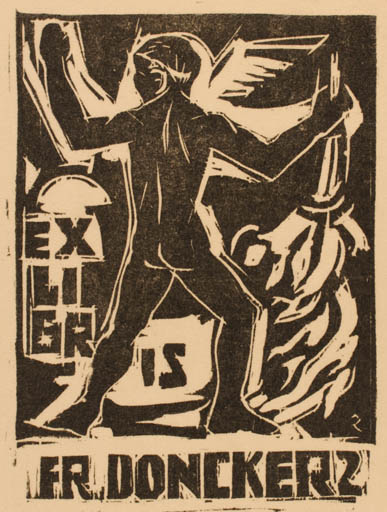 Exlibris by H Schovnbror from Netherland for Fr. Donkers - Man 