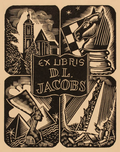 Exlibris by Antoon Herckenrath from Belgium for D. L. Jacobs - 