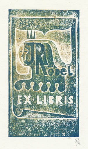 Exlibris by Wiktor Rudenko from Soviet Union for Inge Rödel - Abstract 