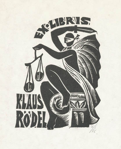 Exlibris by Wiktor Rudenko from Soviet Union for Klaus Rödel - Law 