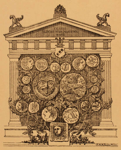 Exlibris by P.W Ynuvár from Unknown for N. C. Zachariewski - Classical antiquity 
