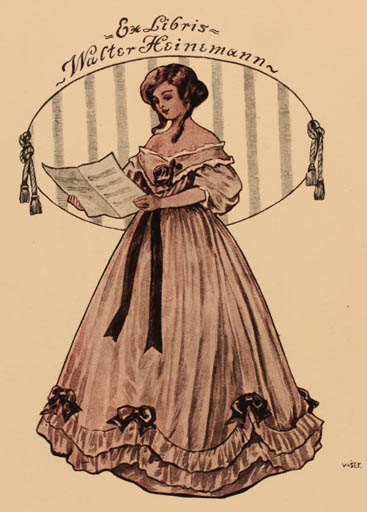Exlibris by S. Goetze Vasek from Germany for Walter Heinemann - Jugend Woman 
