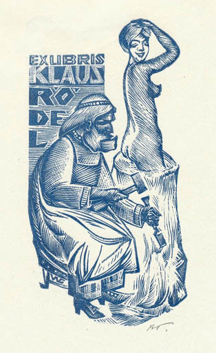 Exlibris by Wladimir G. Gontsjarow from Soviet Union for Klaus Rödel - Art Woman 