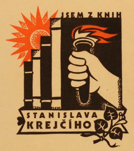 Exlibris by ? ? from Unknown for Stanislava Krejciho - Hand(s) Sun 