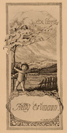Exlibris by ? Joneorf from Unknown for Betty Erdmann - Child Scenery/Landscape 