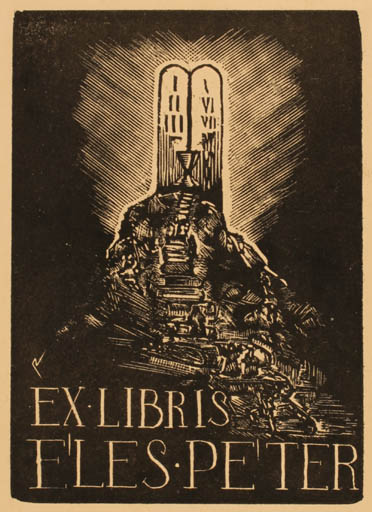 Exlibris by Aczel Viktor from Unknown for Peter Eles - Mountain 
