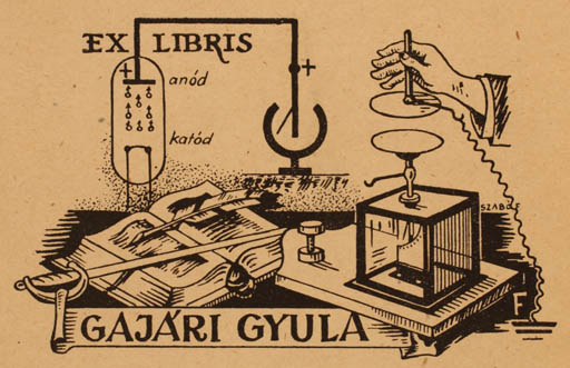 Exlibris by ? Unbekannt from Hungary for Gyula Gajari - Book Science 