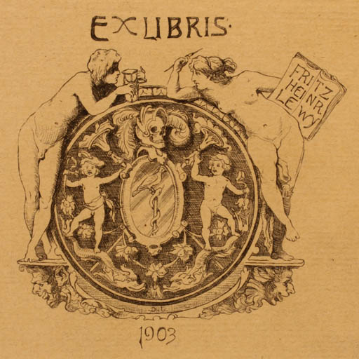 Exlibris by ? ? from Unknown for Fritz Heinr. Lewy - Nude Couple 