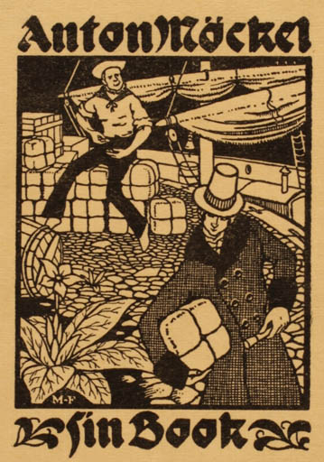 Exlibris by ? M.F from Unknown for Anton Möckel - Maritime 