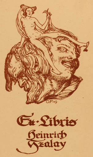 Exlibris by Olga Fitzler from Germany for Heinrich Szalay - Erotica Mythology 