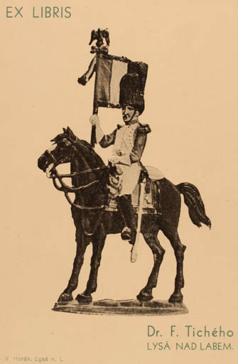 Exlibris by V Horák from Unknown for Dr. F. Ticheho - Horse Military/War Horseman/Rider 