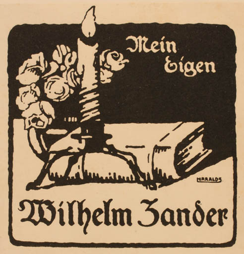 Exlibris by ? ? from Unknown for Wilhelm Zander - Flower Book Flora 