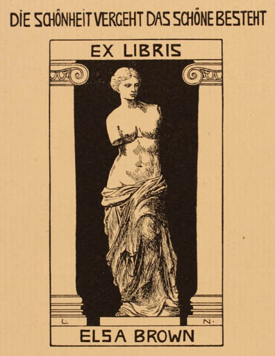 Exlibris by Leda Novak from Czechoslovakia for Elsa Brown - Classical antiquity Art 