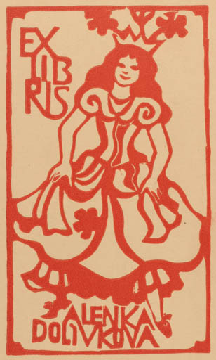 Exlibris by Irena Zvackova from Czechoslovakia for Alenka Dolivkova - Woman 