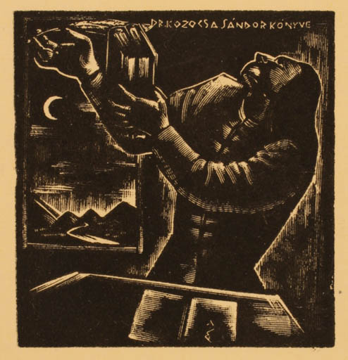 Exlibris by György Buday from Hungary for Dr. Sandor Kozocsa - Man 