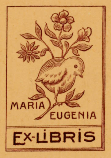 Exlibris by ? Unbekannt from Unknown for Maria Eugenia - Flower Flora Bird 