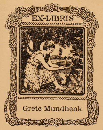 Exlibris by ? Unbekannt from Unknown for Grete Mundhenk - Jugend Woman 