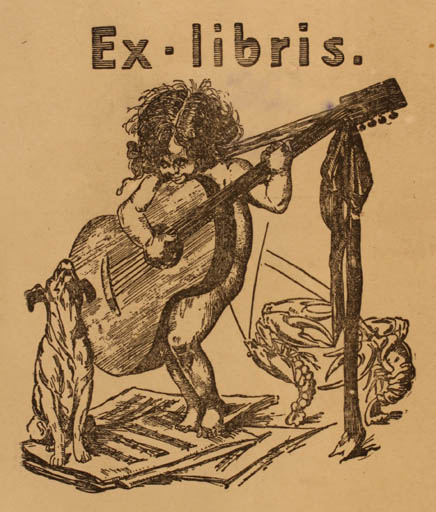 Exlibris by ? Unbekannt from Unknown for ? Unbekannt - Child Dog Music 