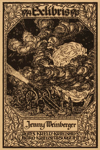 Exlibris by ? Schwerkl from Germany for Jenny Weinberger - Death Military/War 