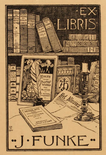 Exlibris by W.R.J Luechenbach from Netherland for J. Funke - Book Interior 