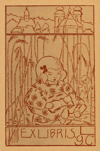 Exlibris by Eva Vrchlicka from Unknown for ? G. C. - Child Flora 