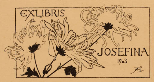 Exlibris by G Amezna from Unknown for ? Josefina - Flower Flora Jugend 