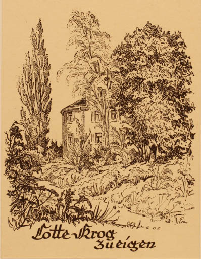 Exlibris by Oskar Eliasen from Unknown for Lotte Krog - Scenery/Landscape 