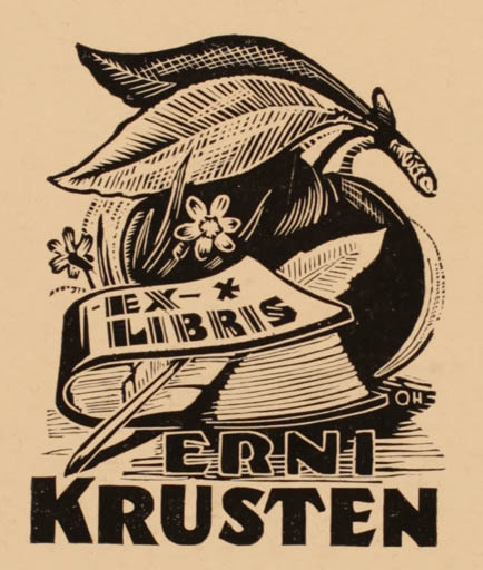 Exlibris by ? Unbekannt from Unknown for Erni Krusten - Book Flora 