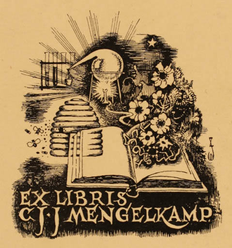 Exlibris by Wim Zwiers from Netherland for C. J. J. Mengelkamp - Book Flora Insect 