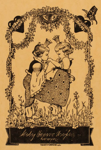 Exlibris by Trhats Sandor from Unknown for Hely Irene Zsofig - Child Fairytale/fable 