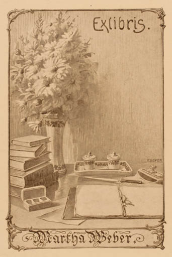 Exlibris by P. Beyer from France for Martha Weber - Book Interior 