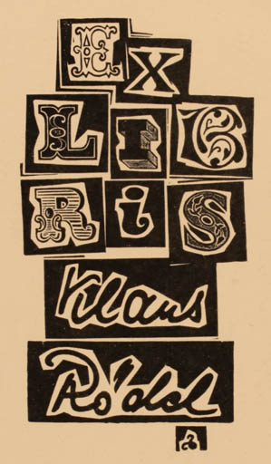 Exlibris by Zbigniew Dolatowski from Poland for Klaus Rödel - Text/Writing 