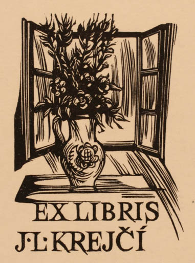 Exlibris by Bohdan Lacina from Unknown for J. L. Krejci - Flower Interior 