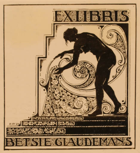 Exlibris by Piet Peters from Netherland for Betsie Glaudemans - Jugend Woman 