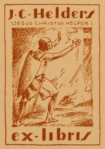 Exlibris by ? ? from Unknown for J. C. Helders - Religion Knight 