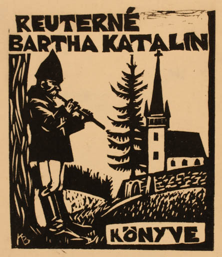 Exlibris by Kurt Biegholz from Germany for Bartha Katalin - Church Scenery/Landscape Music 
