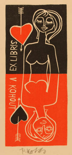 Exlibris by Pavel Kotas from Czechoslovakia for Vladislav Kohout - Woman Sport/game 