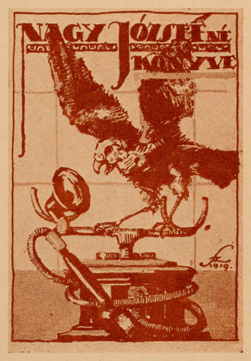 Exlibris by Szahuori Istoru from Unknown for Jozsef Nagy - Bird Technology 