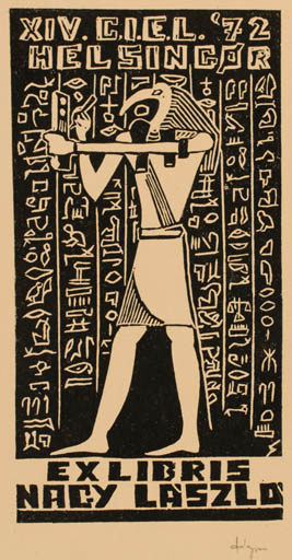 Exlibris by Socyom Sawdor from Unknown for Laszlo Lazar Nagy - Exlibris Congress Egypt 