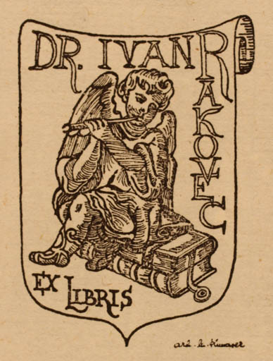 Exlibris by Marta Kunaver from Slovenia for Dr. Ivan Rakovec - Book Angel 